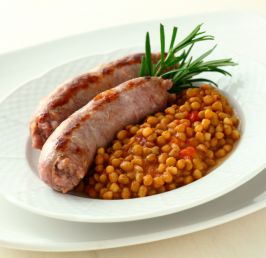 Sausage with lentils and rosemary