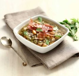 Umbrian-style Soup with Parma ham and marjoram