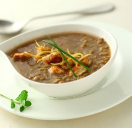 Lentil soup with chicken and curry
