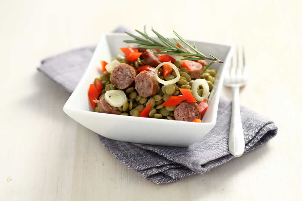 Lenticchie giganti con salsiccia e porro - Ricette Valfrutta
