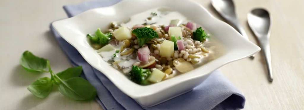 Zuppa Fibra con farro, broccoli e patate